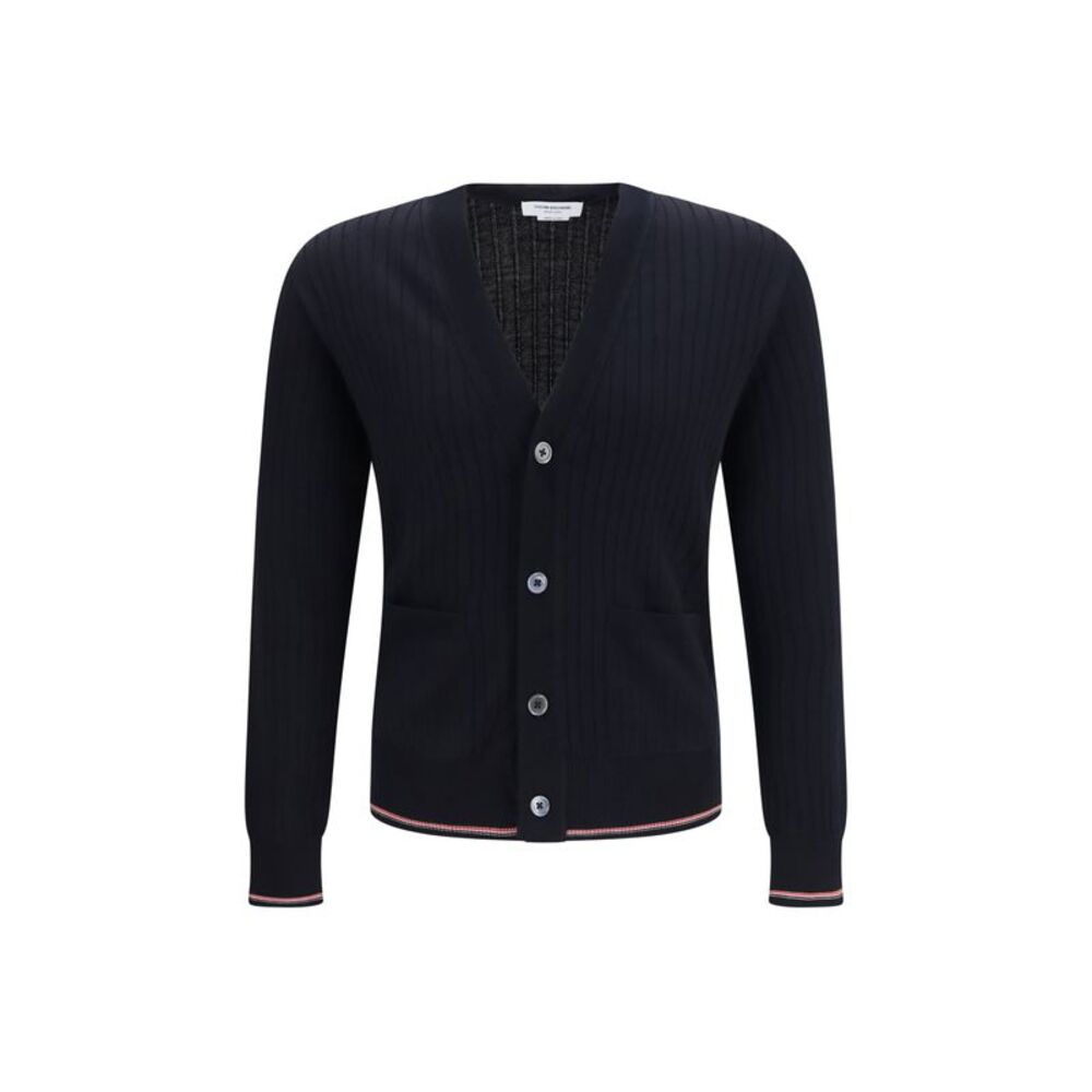 Thom Browne Men Ribbed Merino Wool Cardigan